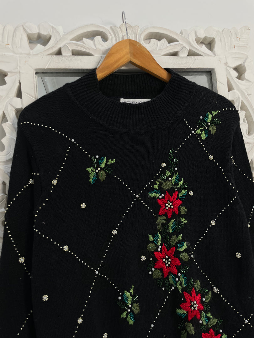 Embroidered Vintage Sweater-Bust 40