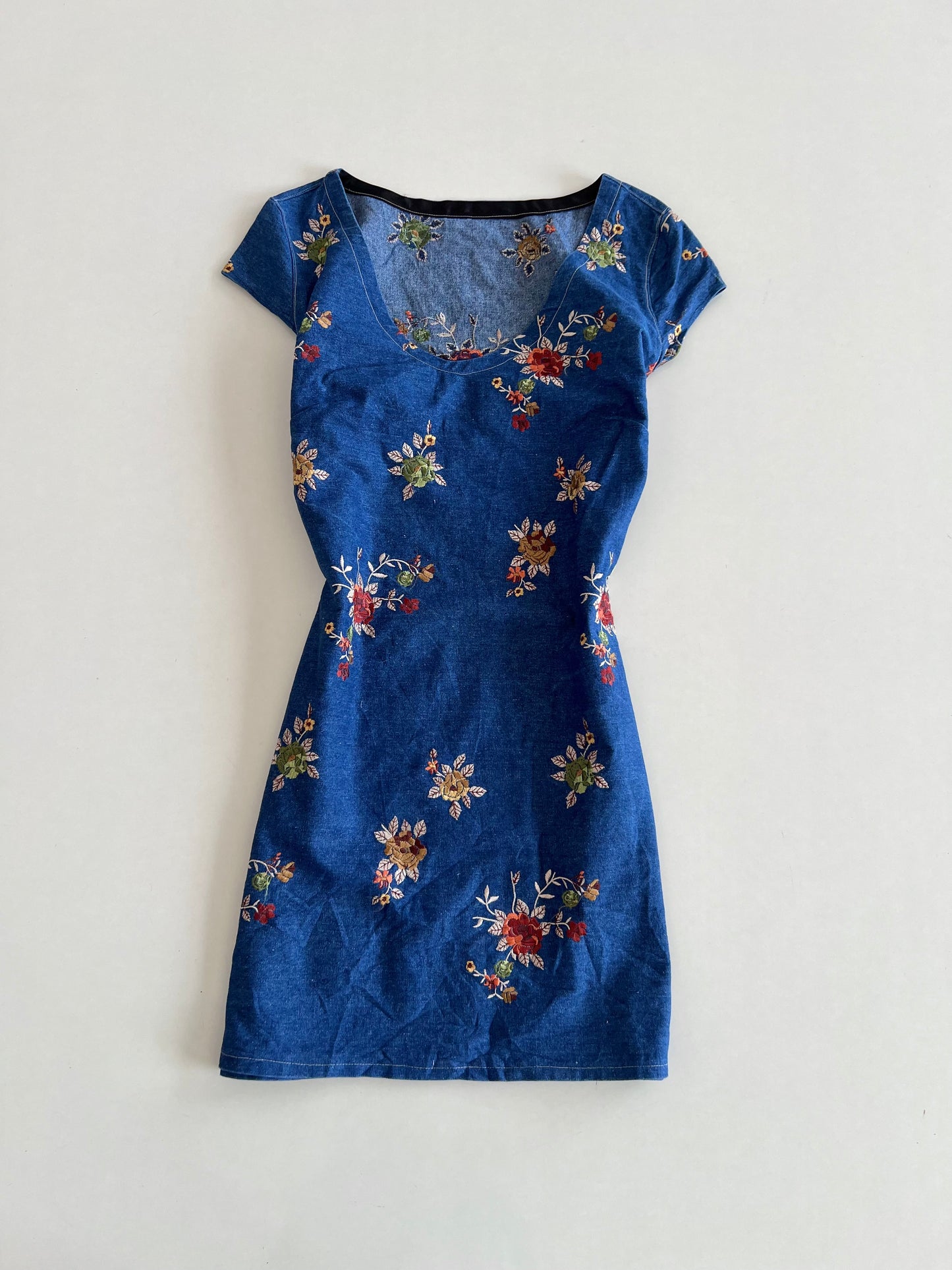 Denim Embroidered Dress-Bust 40