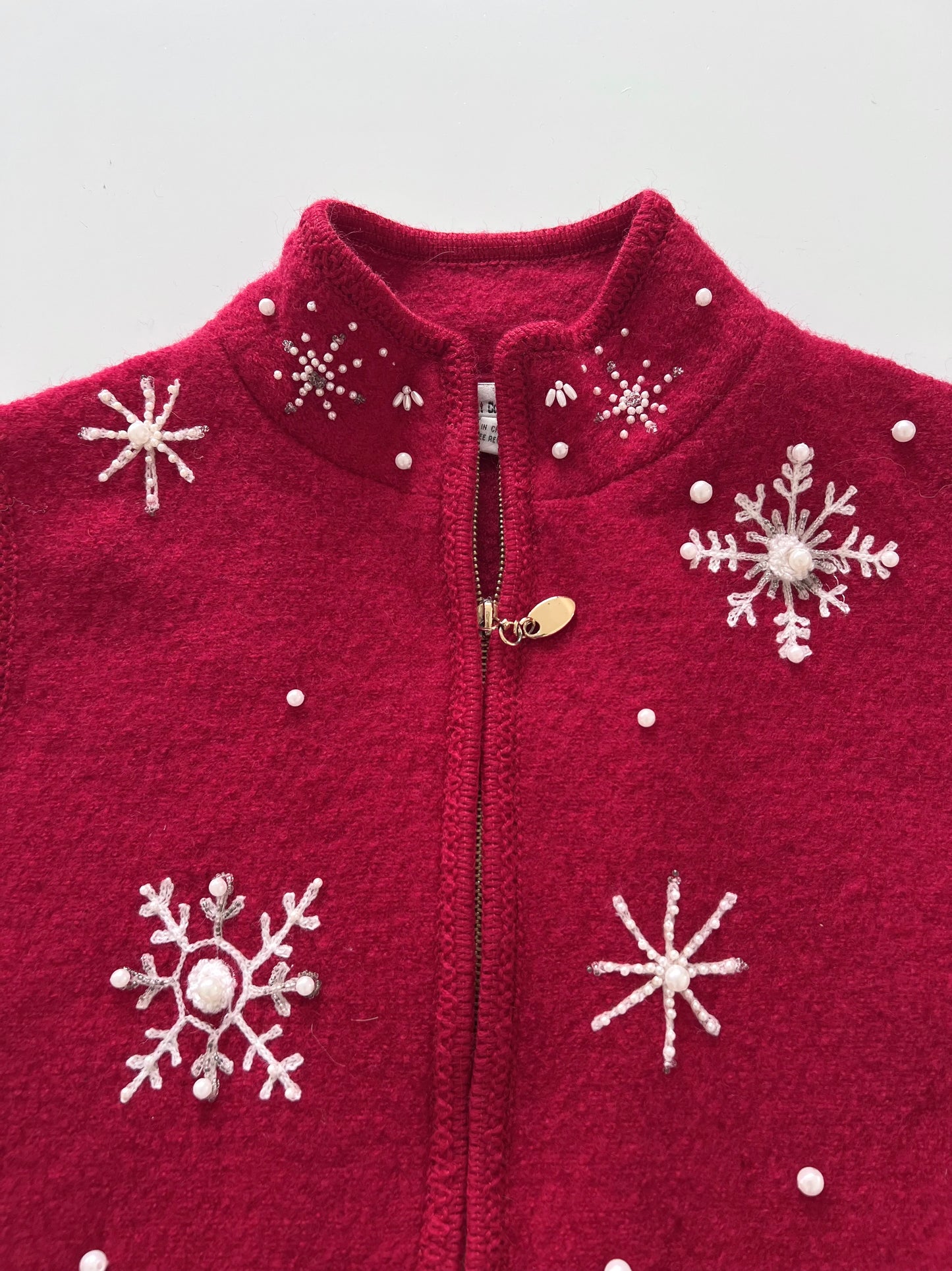 The Vermont Country Store 100% Boiled Wool Embroidered Zipper-Bust 40