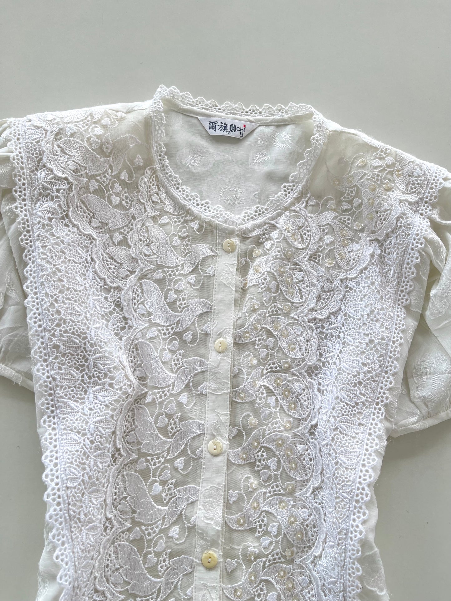 Korean Lace Sheer Vintage Top-Bust 44