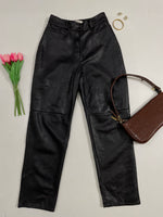 Load image into Gallery viewer, Porque Black Faux Leather Pants - Waist 24
