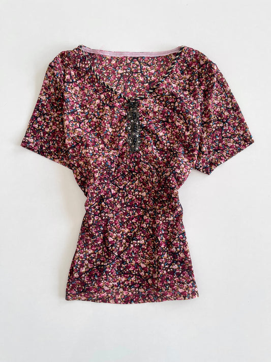 Vintage Embroidered Sheer Top-Bust 40