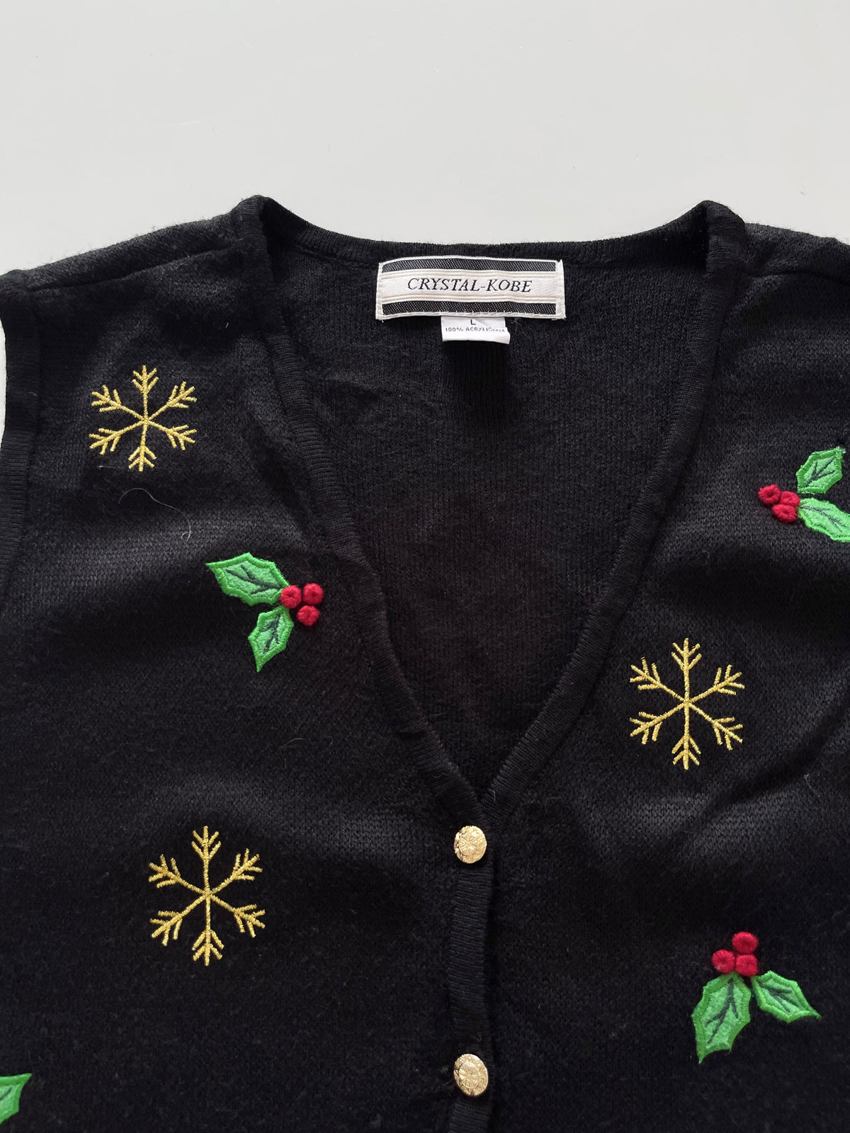 Crystal Kobe Embroidered Christmas Vest Sweater-Bust 40