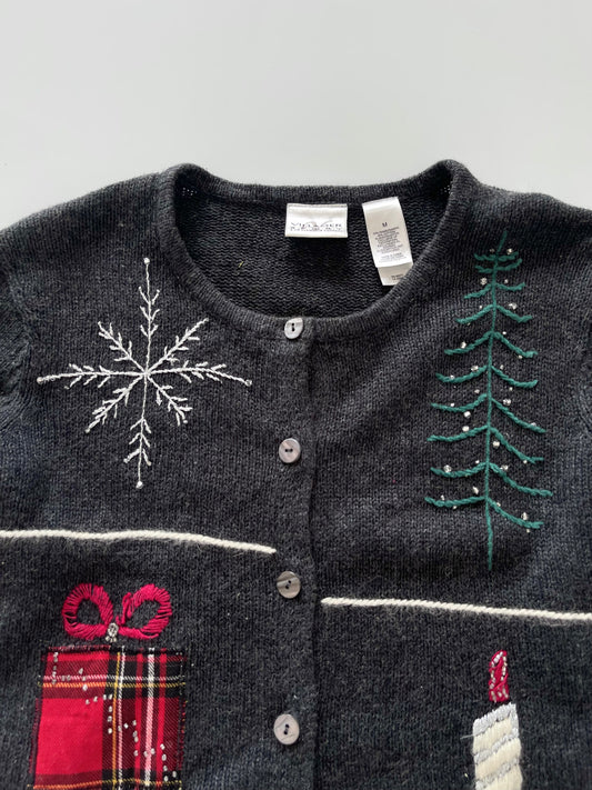 Villager Sport Embroidered Christmas Cardigan Sweater-Bust 40