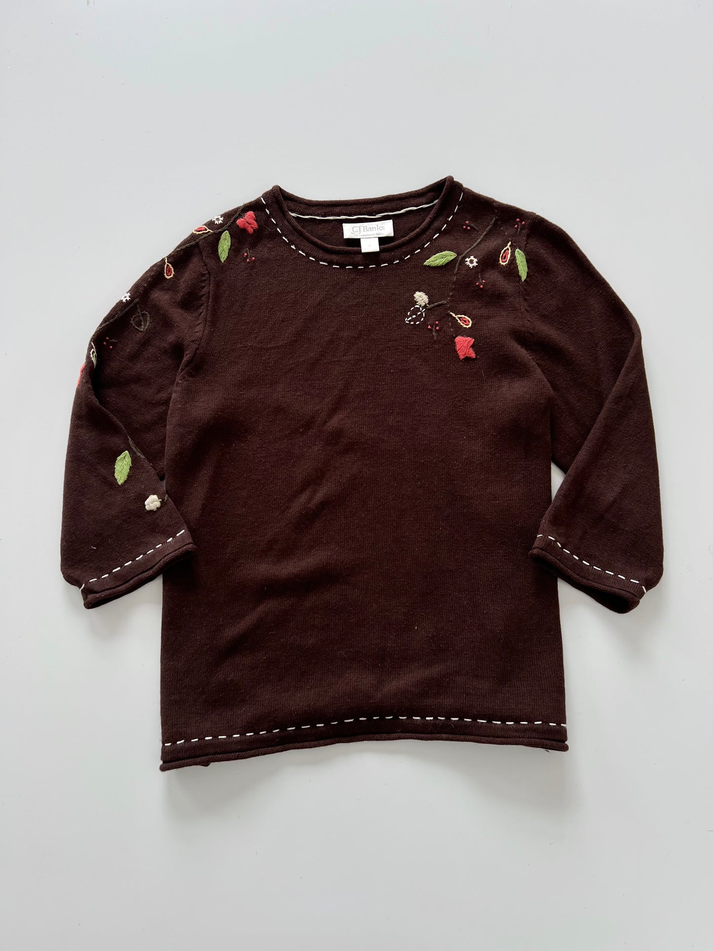 Cj Banks Embroidered Sweater-Bust 44