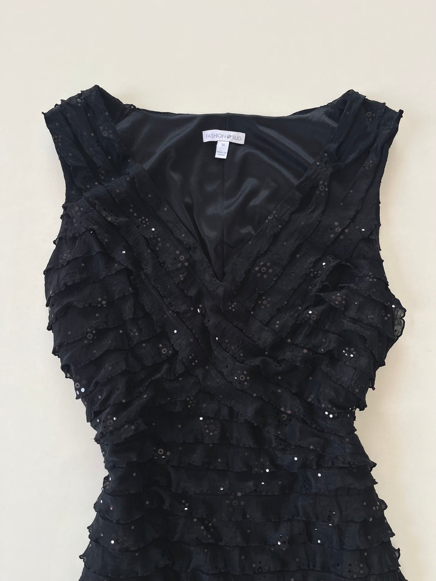 Fashion Bug Sequin Ruffle Dress-Bust 38 to 40