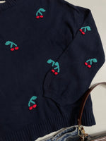 Load image into Gallery viewer, Loft Cherry Embroidered Balloon Sleeve Sweater - Bust 48 to 50
