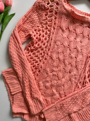 PEACHY PINK CROCHET TOP - BUST 34 TO 38