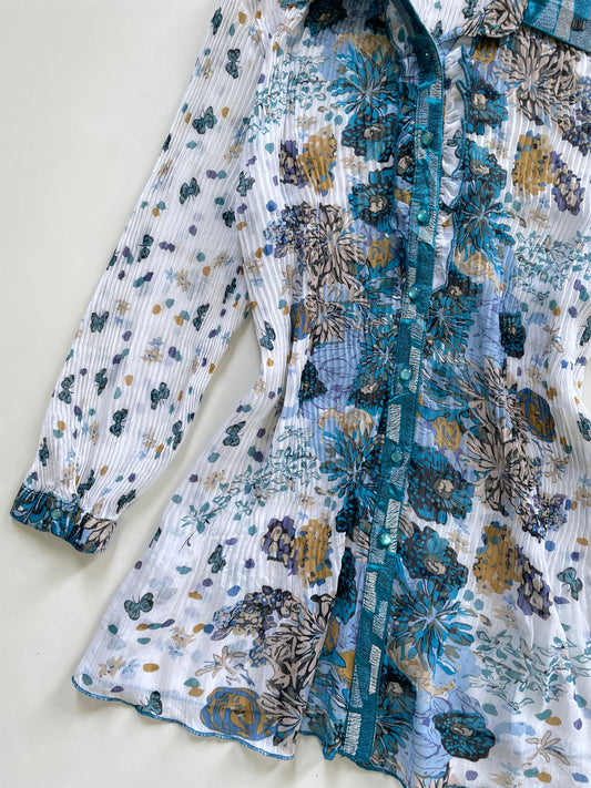 Vintage Ruffle Shirt-Bust 40 to 42