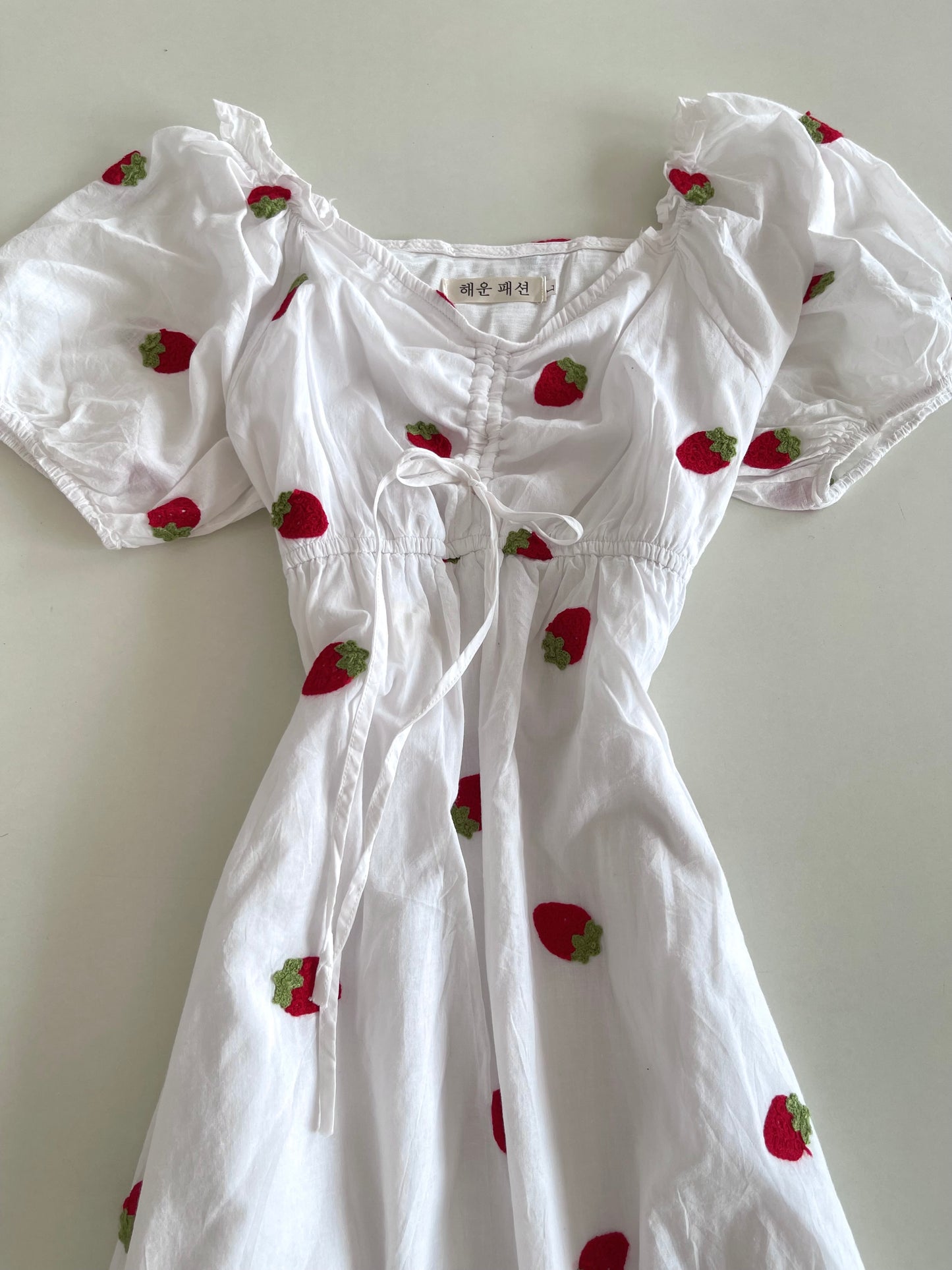 Strawberries Embroidered Cotton Dress -Bust 36