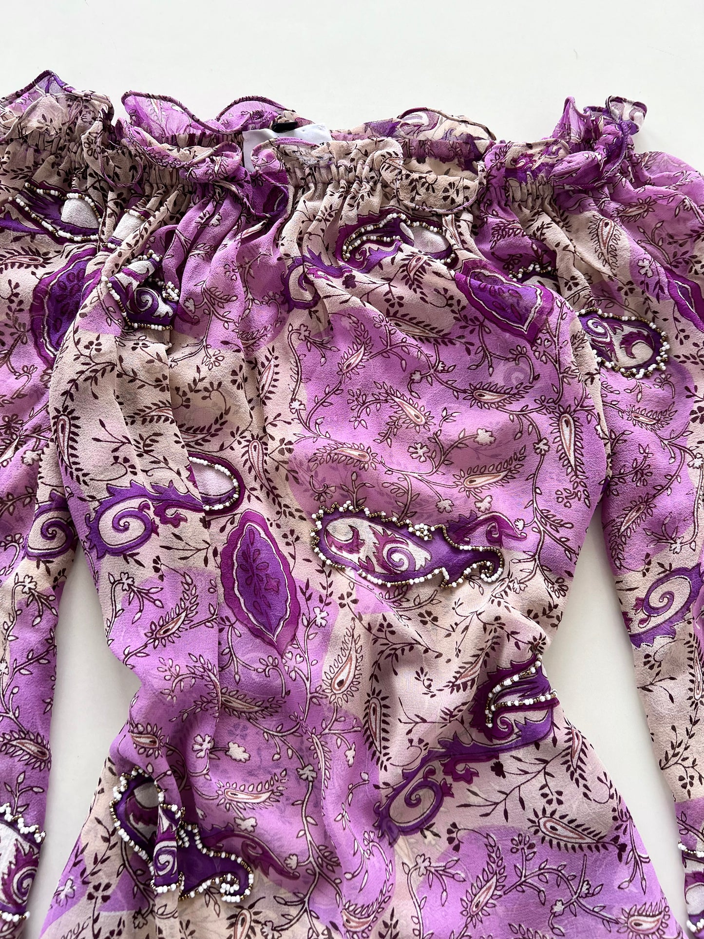 Carla Ferroni 100% Silk Sheer Embroidered Top-Bust 42 to 44