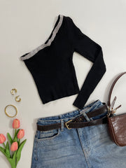 Fashionnova Rhinestone Soft Pre Winter Top - Bust 30 to 32