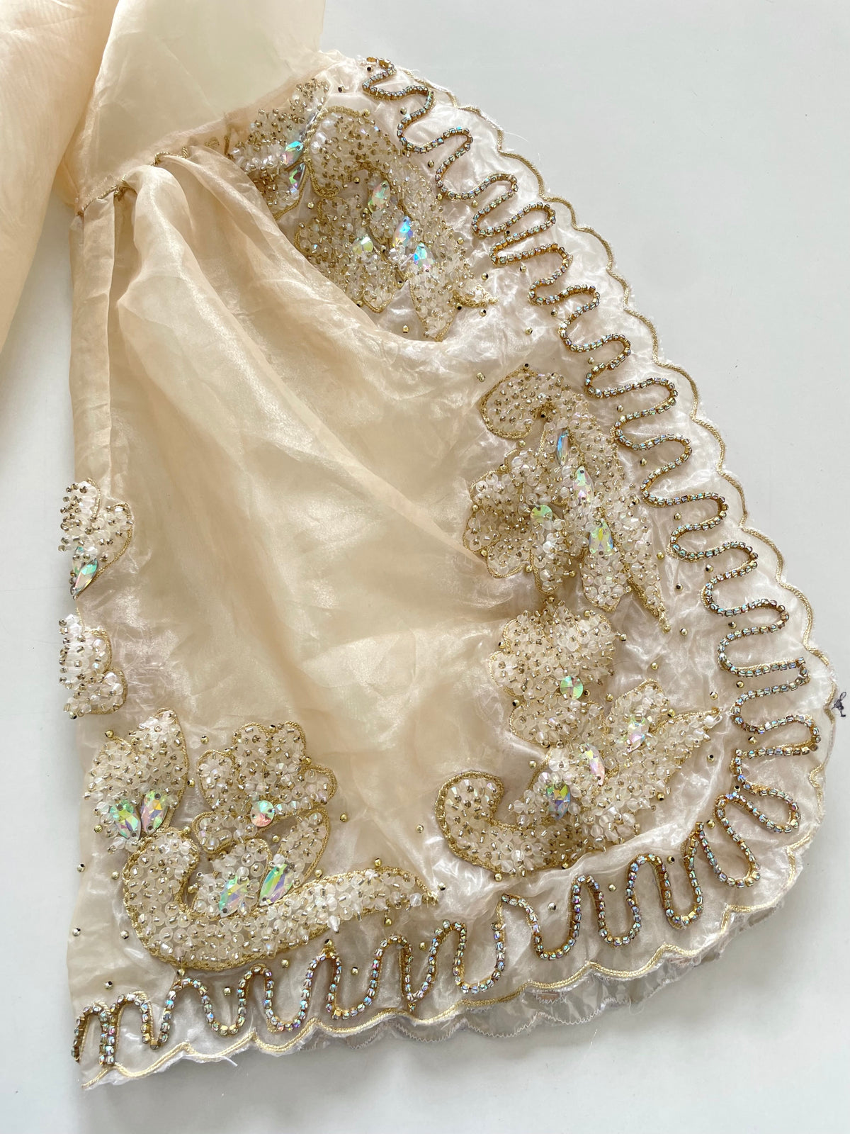 Heavily Embroidered Organza Sheer Vintage Top-Bust 42