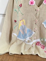 RARE Storybook Embroidered Vintage Sweater-Bust 46