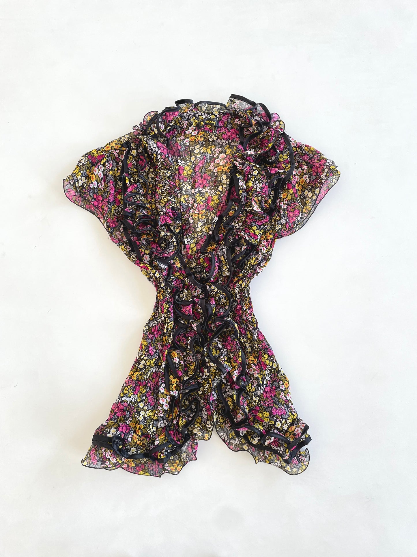 Ruffle Vintage Sheer Top-Bust 36 to 40