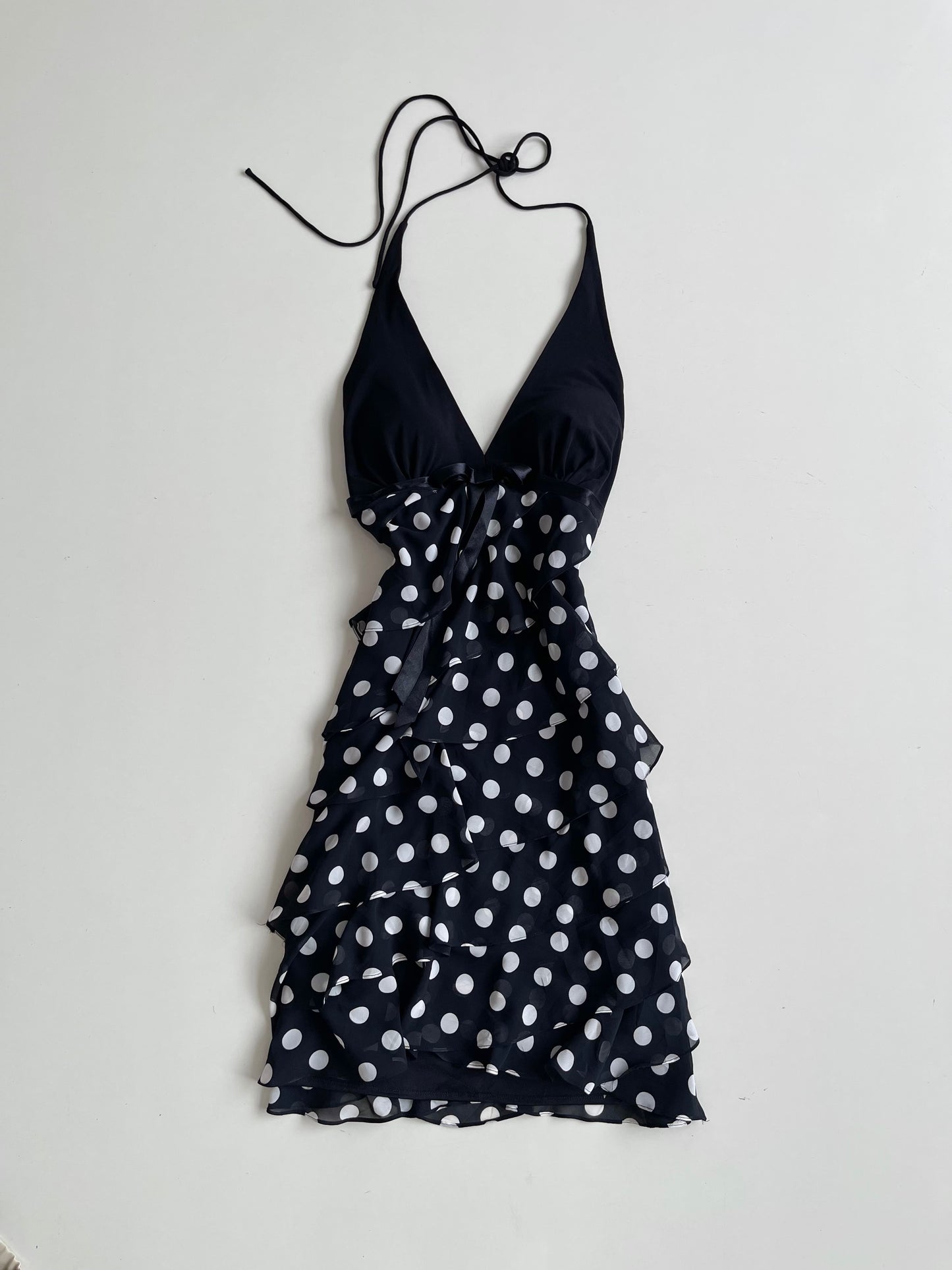 Swing Polka Dot Ruffle Vintage Dress-Bust 32 to 34