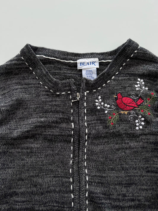 Blair Embroidered Zipper Sweater-Bust 46
