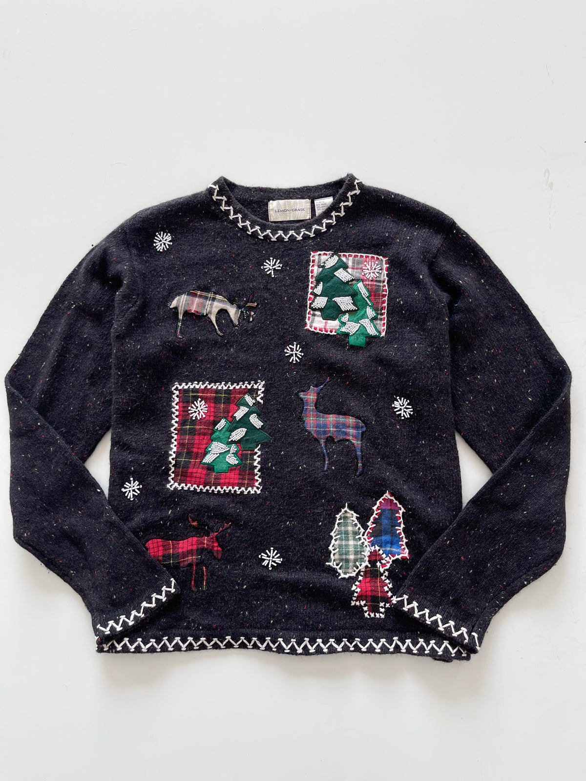 Lemon Grass Christmas Hand Embroidered Sweater-Bust 48