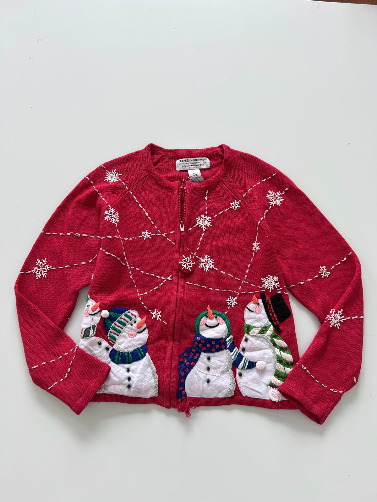 Tiara International Embroidered Christmas Zipper Sweater-Bust 40
