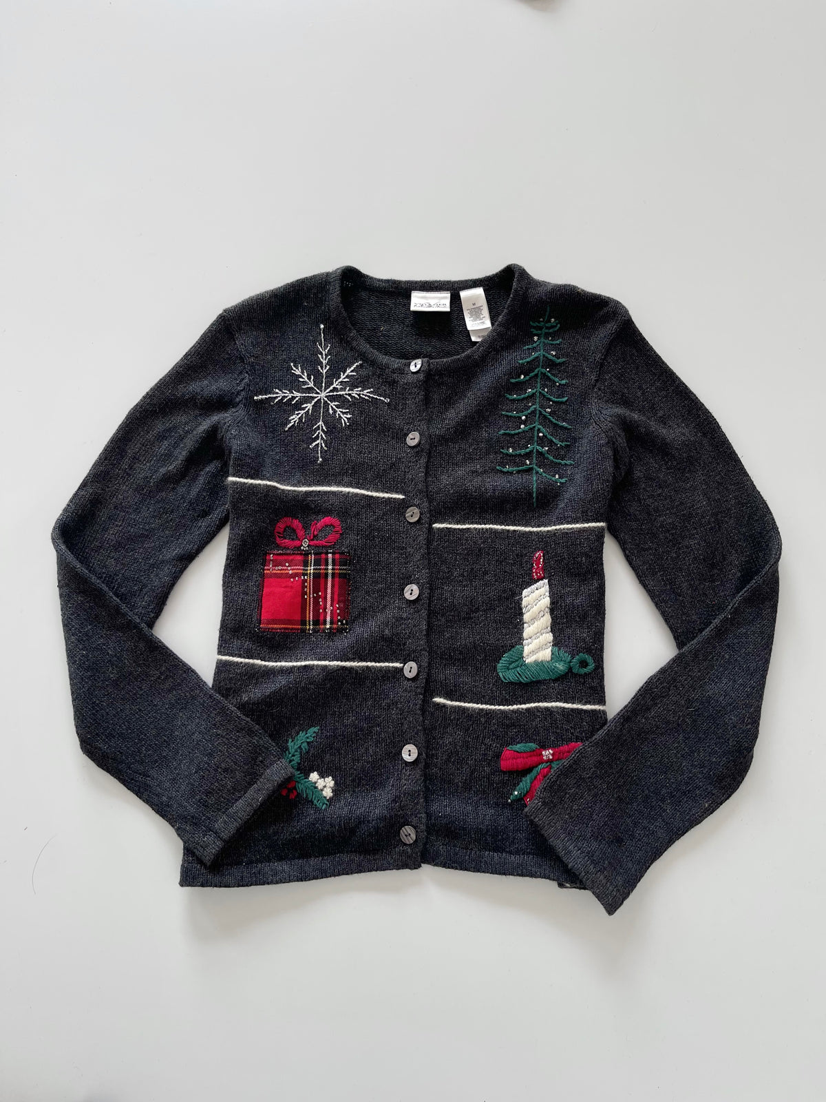 Villager Sport Embroidered Christmas Cardigan Sweater-Bust 40
