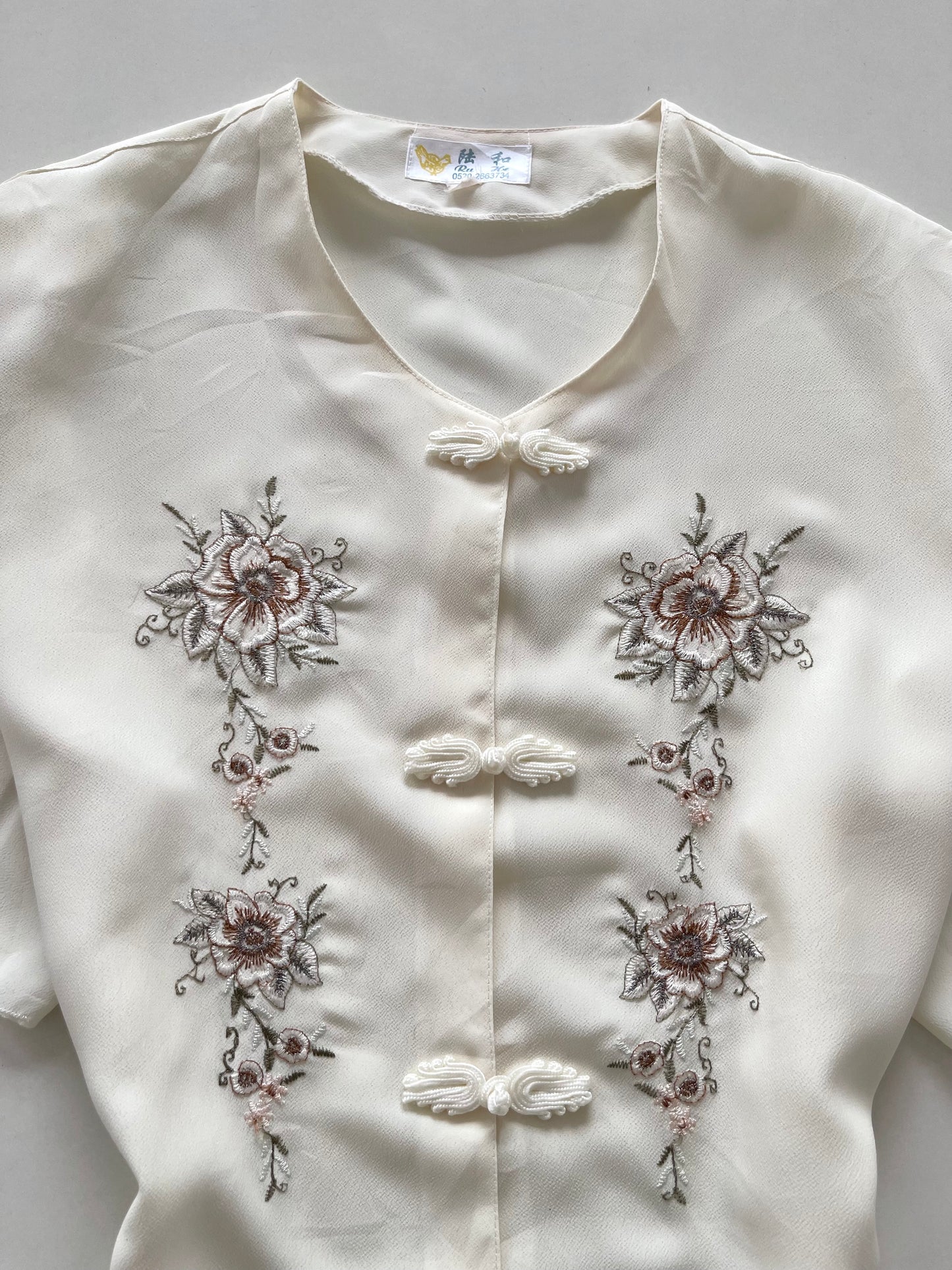 Chinese Embroidered Sheer Top-Bust 44