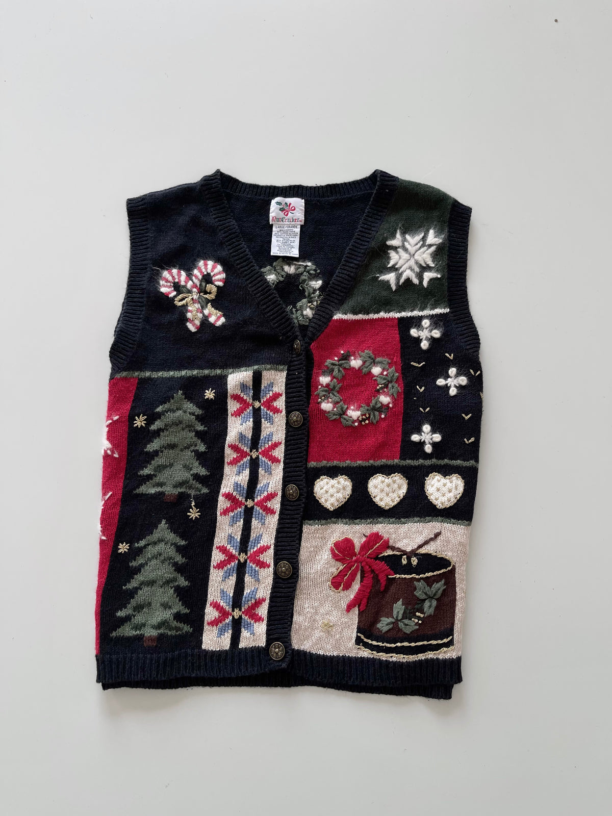 Nutcracker Embroidered Christmas Vest Sweater-Bust 44