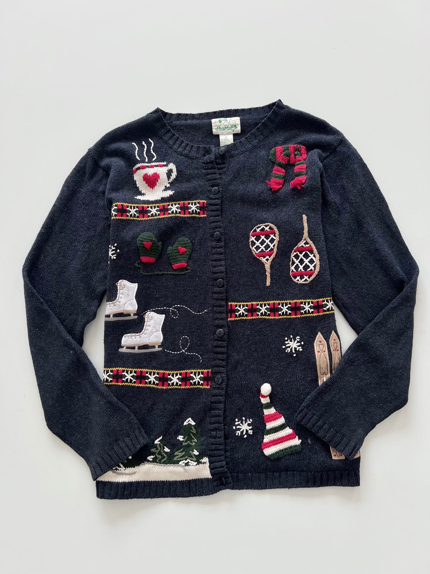The Quacker Factory Vintage Embroidered Christmas Sweater-Bust 44