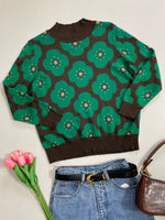 Load image into Gallery viewer, Floral Green Super Soft Sweater-Bust 34 to 38
