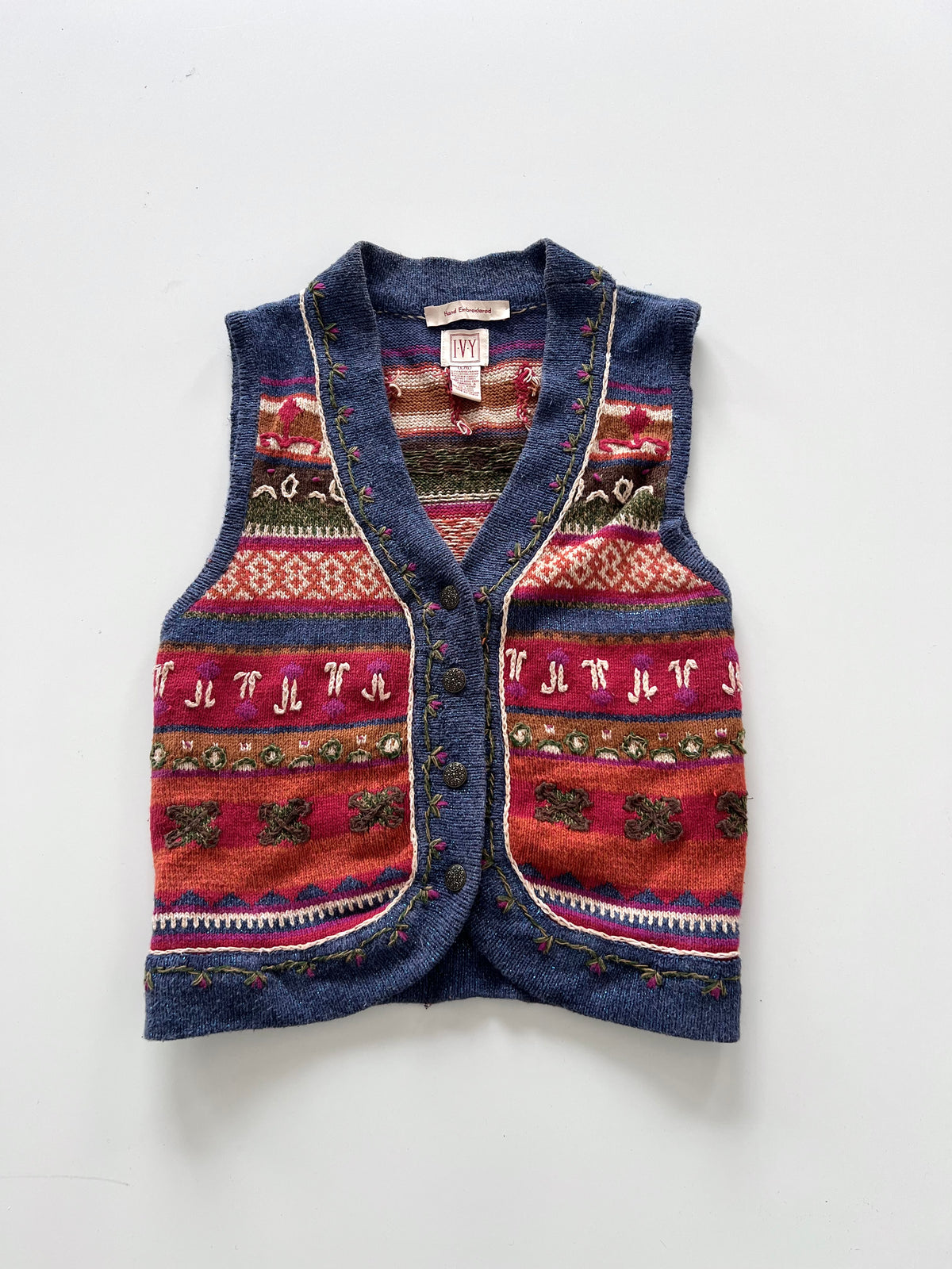 LVY Embroidered Vest Sweater-Bust 42