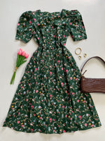 Load image into Gallery viewer, Cottagecore Green Cotton Dress-Bust 38
