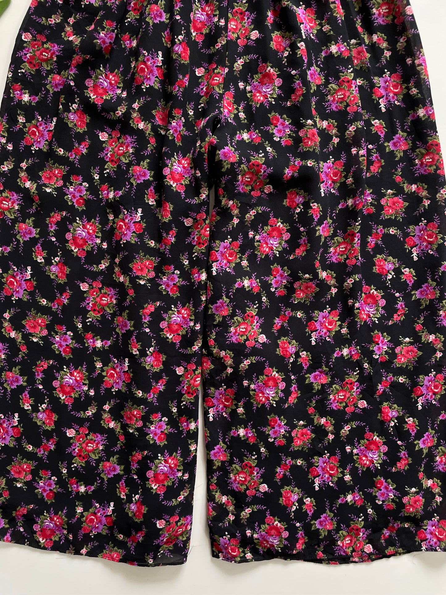 BLACK PINK FLORAL LINED PANTS - WAIST 28 TO 32