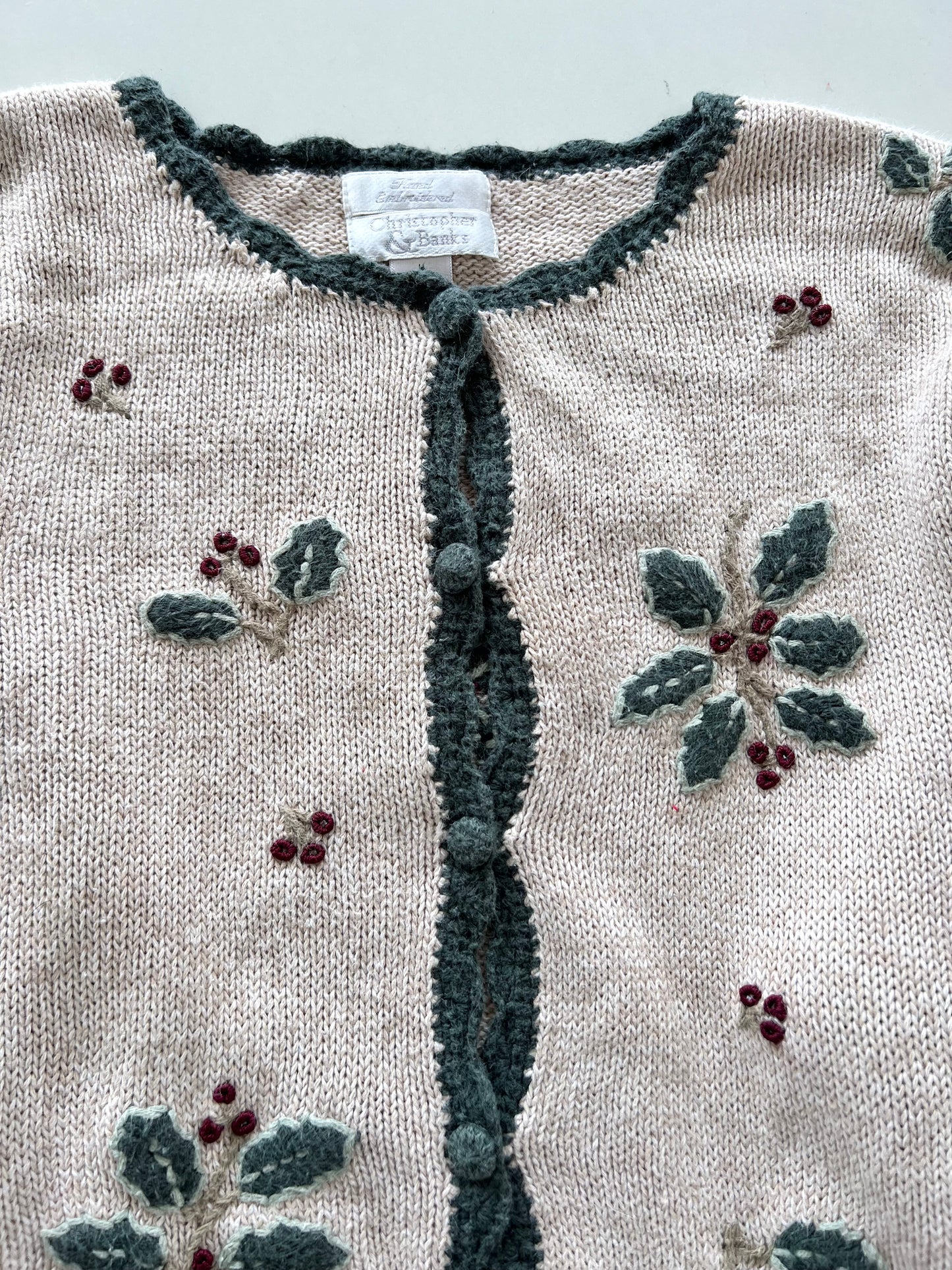 Christopher & Banks Vintage Hand Embroidered Sweater-Bust 42