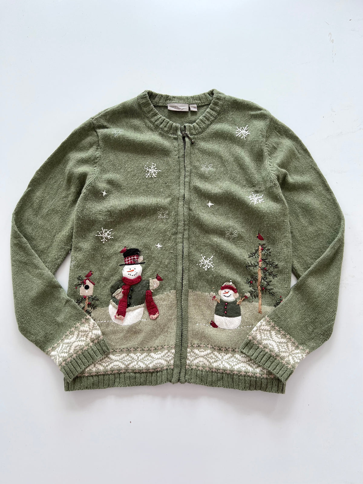 Croft&Barrow Embroidered Christmas Zipper Sweater-Bust 46