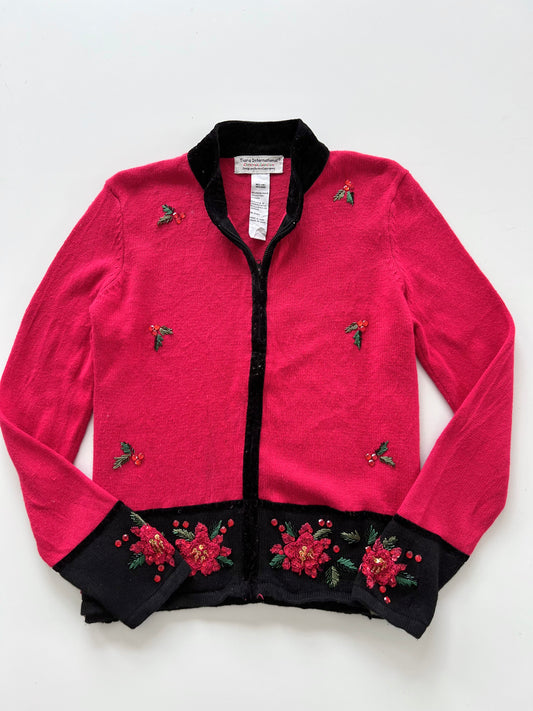 Tiara International Embroidered Zipper Sweater-Bust 46