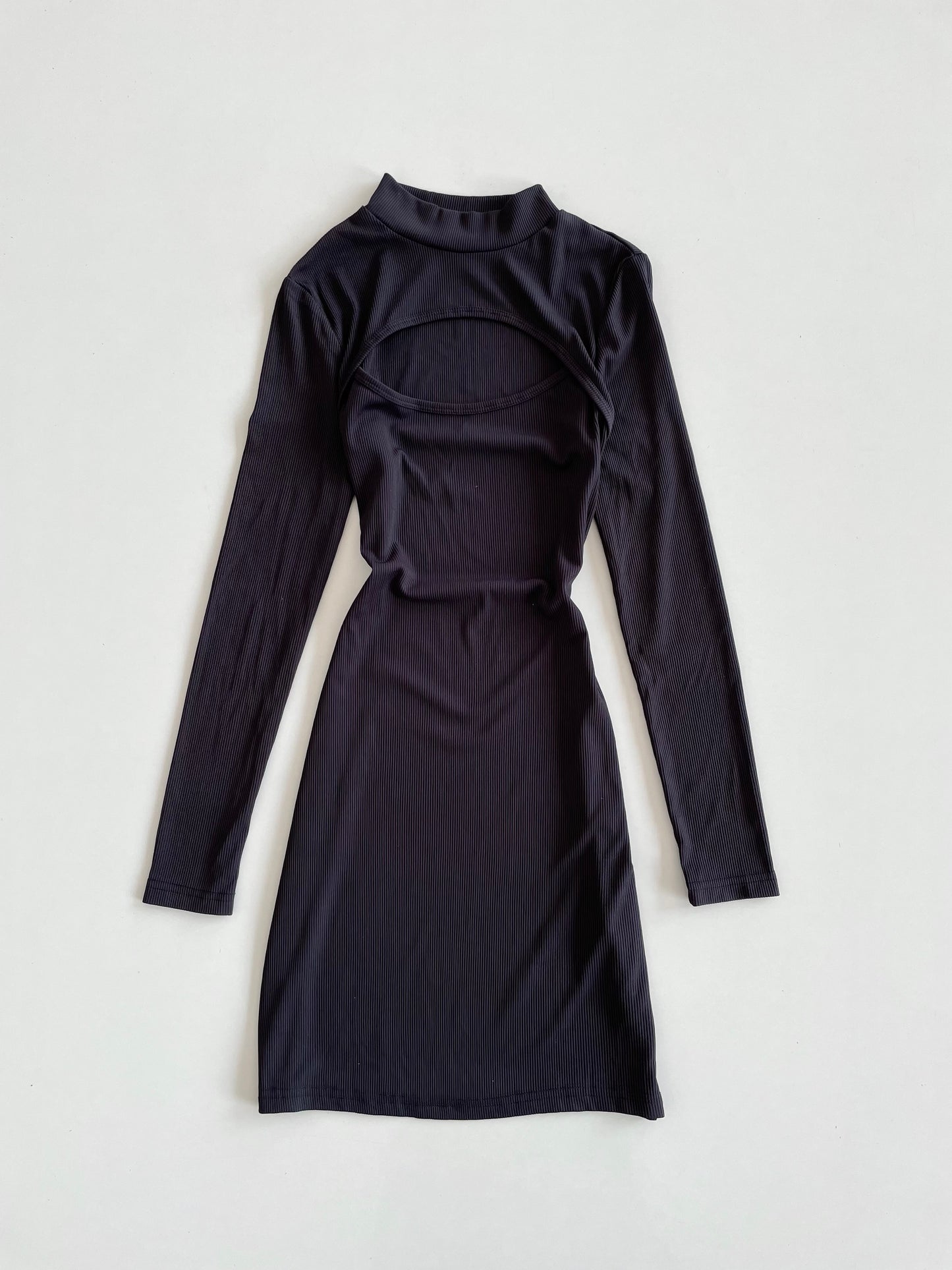 Ribbed Cutout Black Dress-Bust 32 to 34