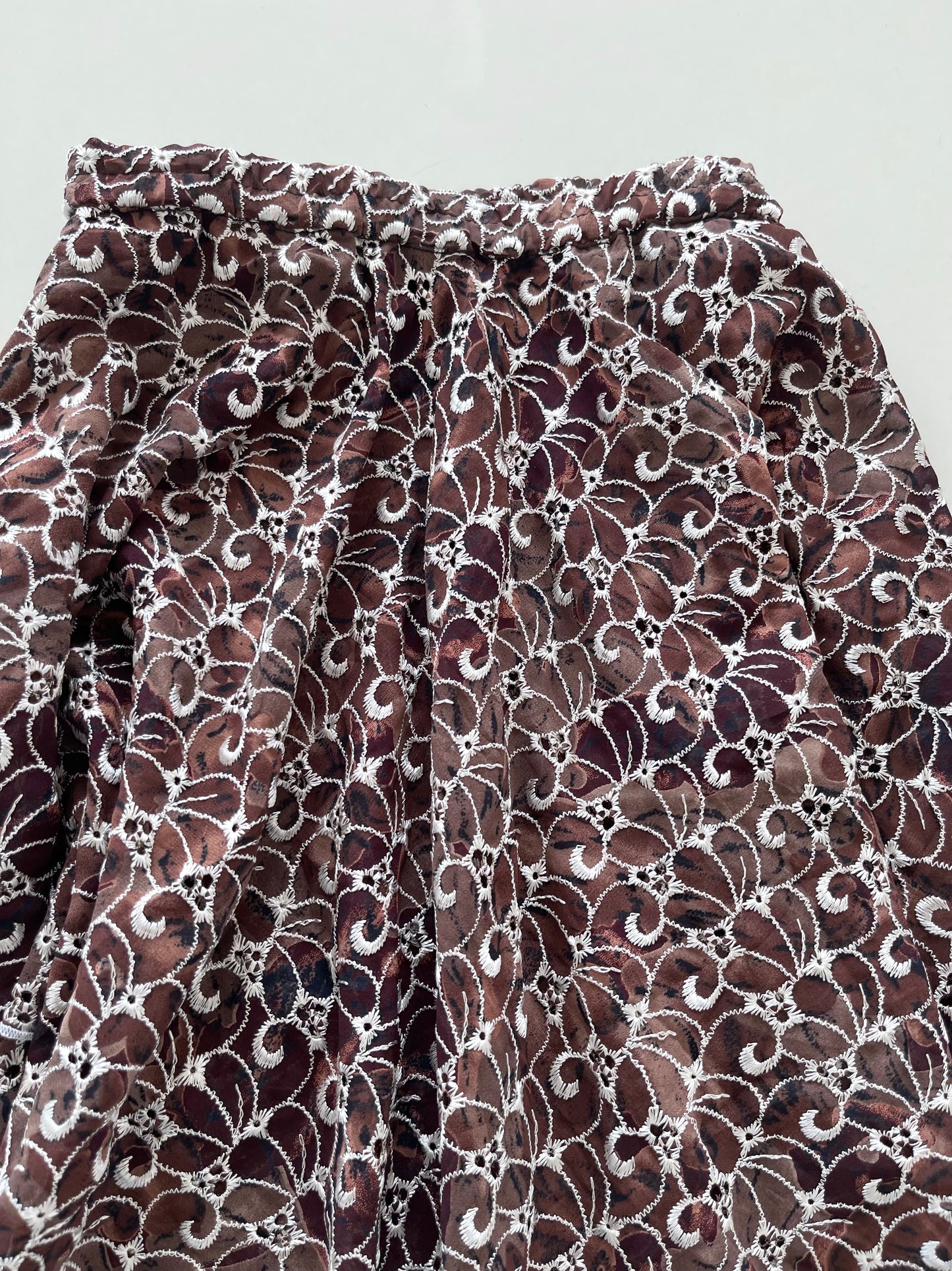 Asymmetric Embroidered Sheer Skirt-Waist 28 to 30