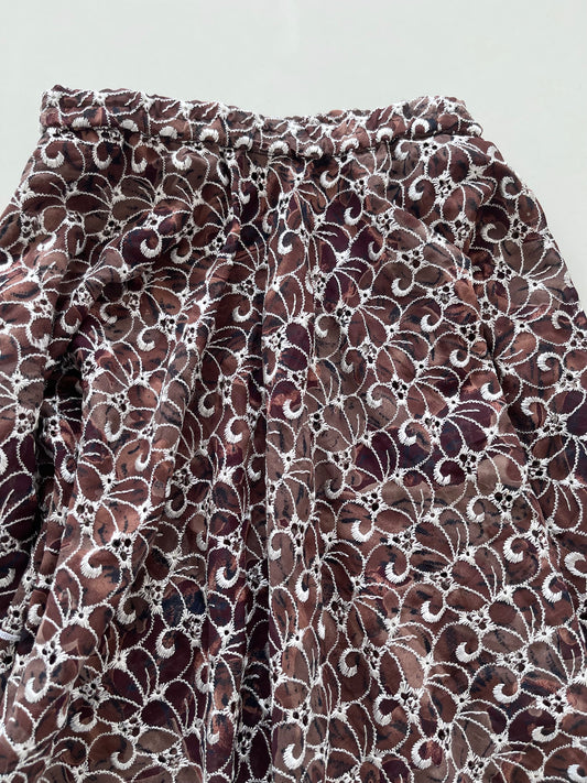 Asymmetric Embroidered Sheer Skirt-Waist 28 to 30