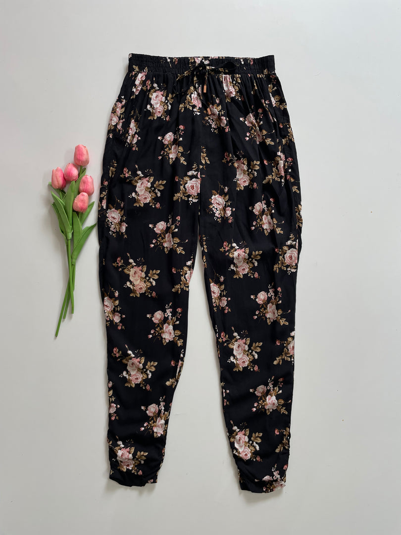 SEVENTYSEVEN ROSES BLACK COTTON PANTS - WAIST 28 to 32