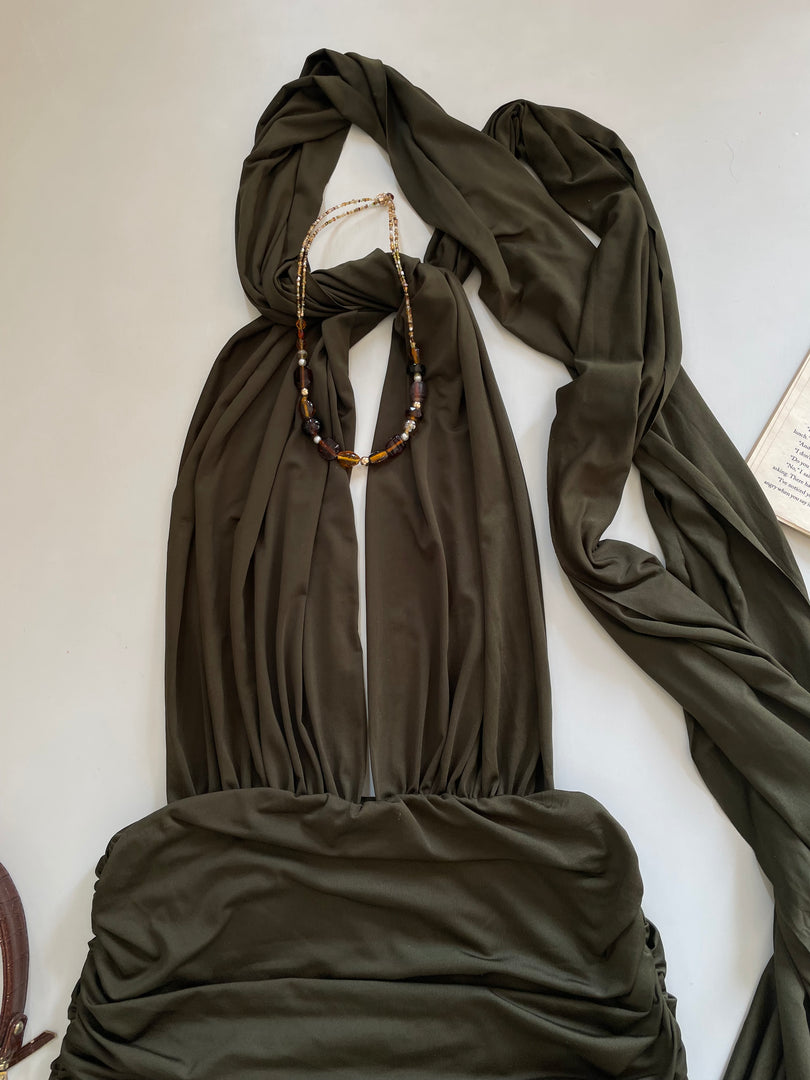 Ruched Halter Neck Dress-Bust 30 to 34