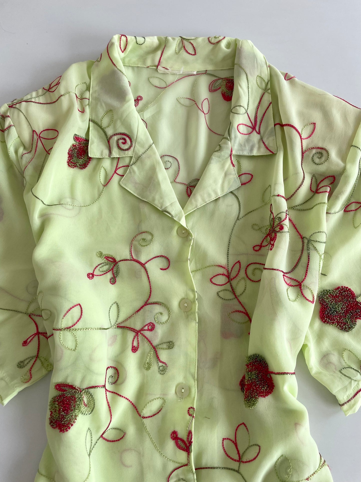 Embroidered Sheer Shirt-Bust 52