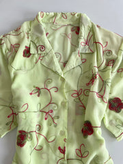 Embroidered Sheer Shirt-Bust 52