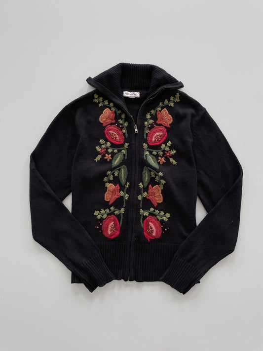 Tiara International Embroidered Zipper Sweater-Bust 44