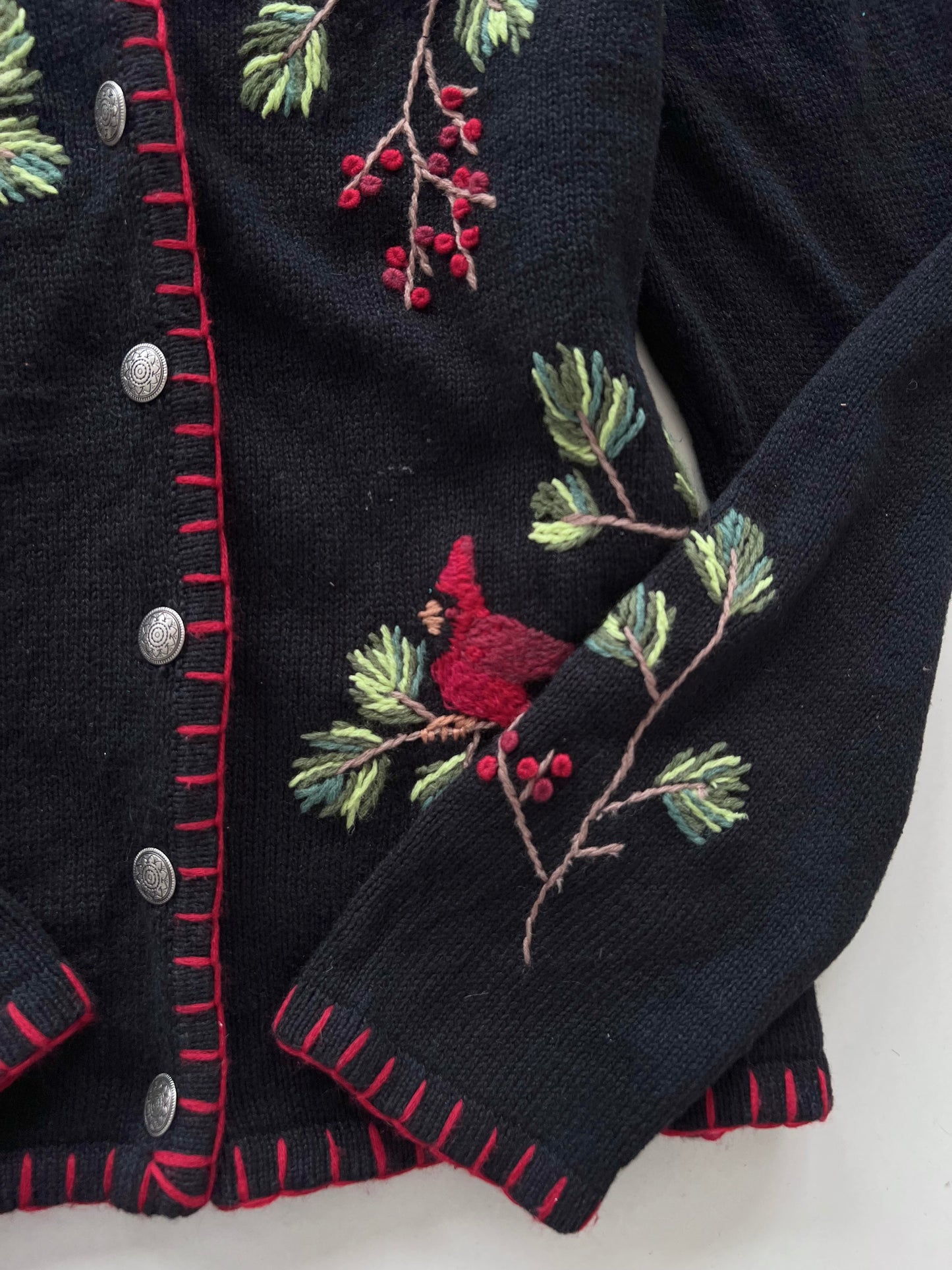 Coldwater Creek Hand Embroidered Vintage Sweater-Bust 42