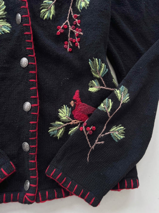 Coldwater Creek Hand Embroidered Vintage Sweater-Bust 42