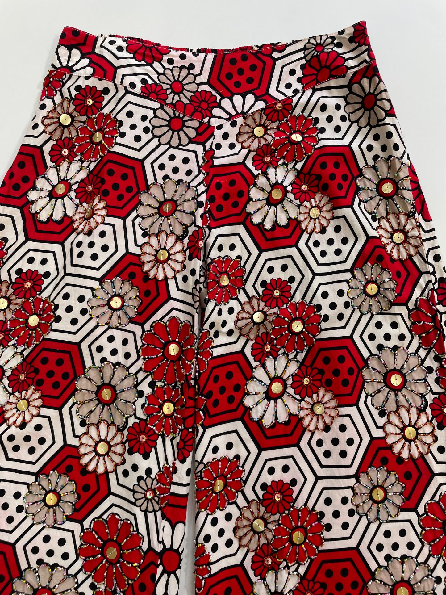 Embroidered Cotton Pants-Waist 30