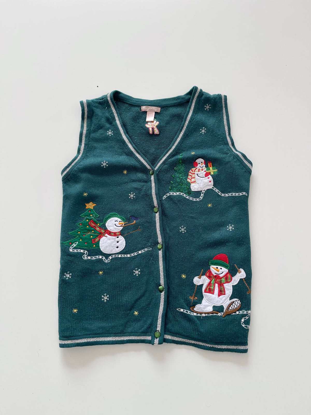 White Stag Embroidered Christmas Vest Sweater-Bust 44