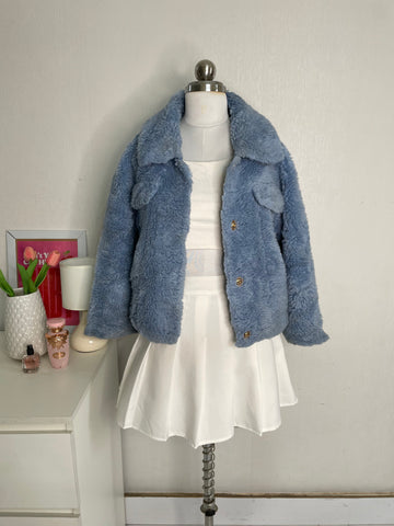 YIGUE BLUE FUR COAT - BUST 36