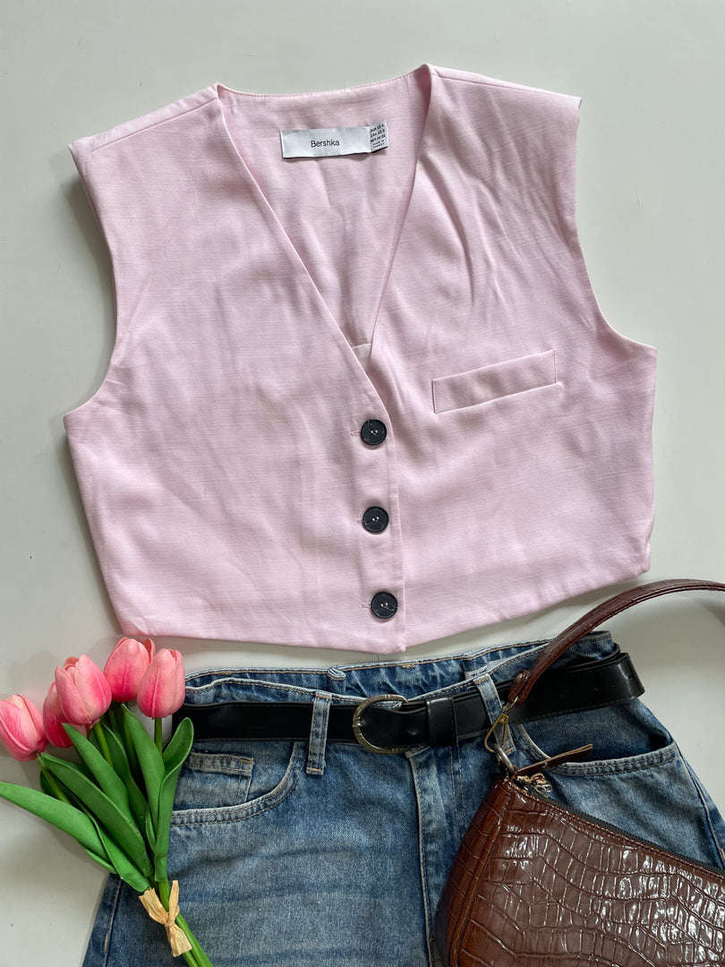 Bershka Baby Pink Waistcoat-Bust 36