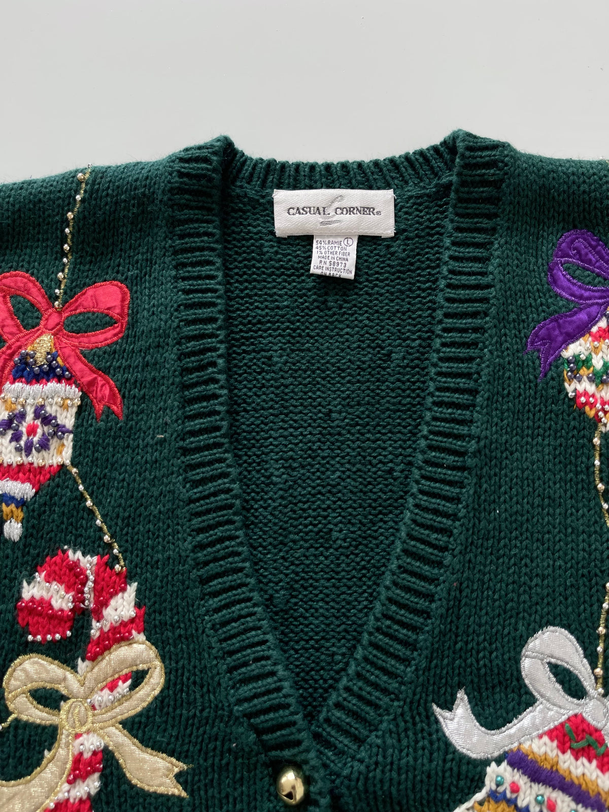 Casual Corner Embroidered Christmas Vest Sweater-Bust 46