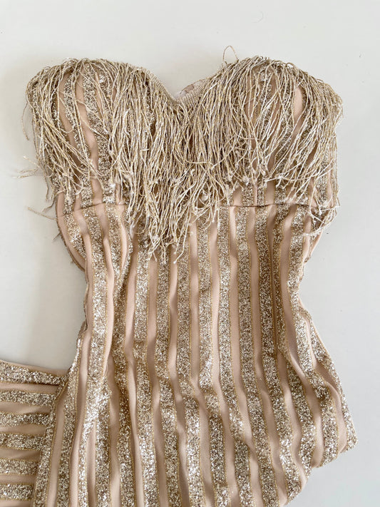 Vintage Fringe Shimmer Dress-Bust 36